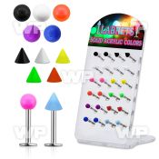 176490 display w surgical steel labret studs 1 2mm 3mm balls lower lip piercing