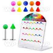 17649l box of surgical steel labret studs 1 2mm 3mm balls cone lower lip piercing