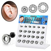 1764e0k display w black ion plated surgical steel fake cheater ear lobe piercing
