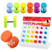 1764ees display w mixed color acrylic fake cheater plug out o rin belly piercing