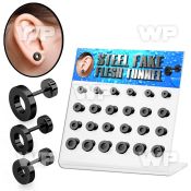 1764eks display w black pvd surgical steel fake cheater flesh tun ear lobe piercing