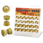 1764el0 display w jackfruit wood fake cheater plugs surgical stee ear lobe piercing