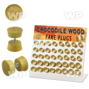 1764ell display w of jackfruit wood fake cheater plugs surgical ear lobe piercing