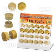 1764els display w crocodile jackfruit wood fake cheater plugs ear lobe piercing