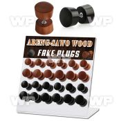 1764es9 display w fake black areng sawo wood plugs surgical ste ear lobe piercing