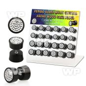 1764ets display w black areng wood fake cheater plugs ferido glue ear lobe piercing