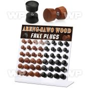 1764eys display with fake black areng sawo wood plugs surgical ear lobe piercing