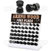 1764eyz display with black areng wood fake plugs surgical steel ear lobe piercing