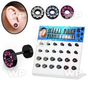 1764ezl display w black ion plated surgical steel fake cheater ear lobe piercing