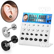 1764ezs display w ion plated surgical steel fake cheater flesh ear lobe piercing