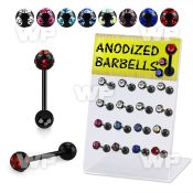 1764k display 16 pcs of black ion plated surigcal steel tongue tongue piercing