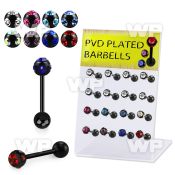 1764k display 16 pcs of black ion plated surigcal steel tongue tongue piercing