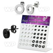 1764kpe display w of steel black ion plated surgical steel fake ear lobe piercing