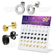 1764kpk display w of steel black gold ion plated surgical steel ear lobe piercing