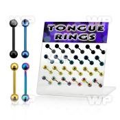 1764l display w ion plated surgical steel tongue bars 1 6mm tongue piercing