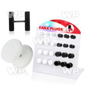 1764lt7 display w acrylic fake cheater plugs out o ring in white belly piercing