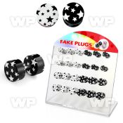 1764ly7 display w acrylic fake cheater plugs white black cute belly piercing