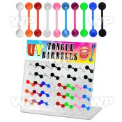 1764s0 display w of flexible acrylic tongue bars 1 6mm 6mm acry tongue piercing