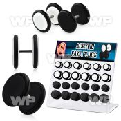 1764se display w black white acrylic fake cheater plugs o ring belly piercing