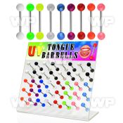 1764ss display w surgical steel tongue bar 1 6mm 6mm acrylic tongue piercing