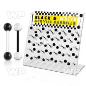 1764sz display w of black white flexible acrylic tongue bars tongue piercing