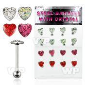 1764zs display w surgical steel tongue bars 1 6mm heart shaped tongue piercing