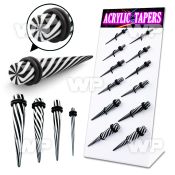 17mi9z display w acrylic taper color spiral pattern in black ear lobe piercing