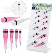 17miels display w dual use acrylic tapers glow in the dark taper ear lobe piercing