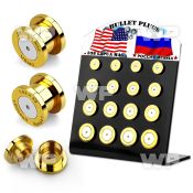 17miepp black display 16 pcs of surgical steel bullet plugs inte ear lobe piercing