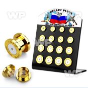 17mieppa black display 16 pcs of surgical steel bullet plugs inte ear lobe piercing