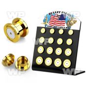 17miepph black display 16 pcs of surgical steel bullet plugs inte ear lobe piercing