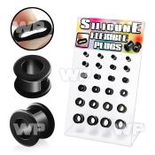 17mik0 display w black silicon flesh tunnels size 4mm 12mm 6g ear lobe piercing