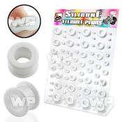 17mikk display w of white silicon flesh tunnels size 4mm 18mm ear lobe piercing