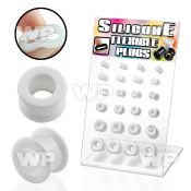 17miks display w of white silicone flesh tunnels size 4mm 12mm ear lobe piercing