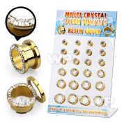 17mil04 display w gold ion plated 316l steel flesh tunnel ferido ear lobe piercing