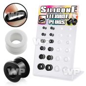 17mil display w of black white silicon flesh tunnels size 4mm ear lobe piercing