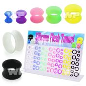 17mils display 84 pcs of ultra thin silicon flesh tunnel in mix ear lobe piercing