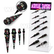 17milt display w black acrylic tapers hot printed cute stars pat ear lobe piercing