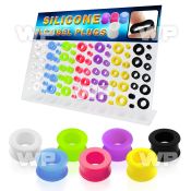 17misp display 84 pcs of silicon flesh tunnel in mixed colors ear lobe piercing