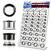 17miss display w of black ion plated surgical steel double ear lobe piercing