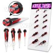 17mitl display w acrylic taper tri color swirl pattern in red ear lobe piercing