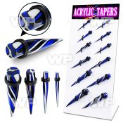 17mits board of b w bule tri color acrylic tapers with o ring