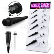 17mity4 display w black white acrylic tapers silicon o ring siz ear lobe piercing