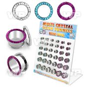 17miyz display w surgical steel flesh tunnel ferido glued clear ear lobe piercing
