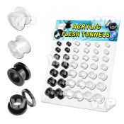 17miz display 42 pcs of acrylic screw fit flesh tunnels size ear lobe piercing