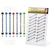 18u1e9 display with of ion plated 316l steel industrial barbell 