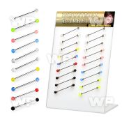18u1ee display with of surgical steel industrial barbells5mm uv