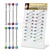 18u1et display with of 316l steel industrial barbells 1 6mm 5mm 