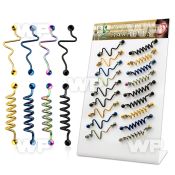 18u1z display 18 pcs of ion plated surgical steel coil zig za 