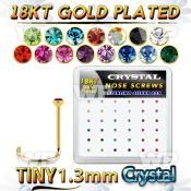 18w6xm box gold plated silver nose screws 1.25mm clear crystals